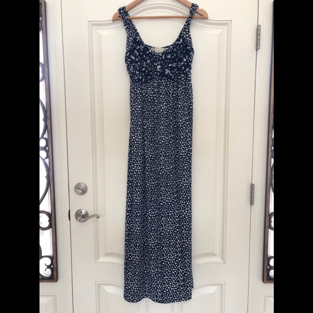 Max Studio Navy and White Maxi